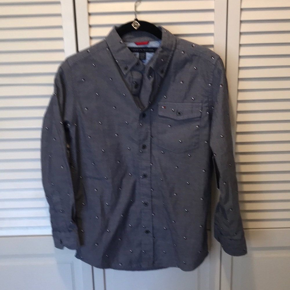 Tommy Hilfiger classic button down Oxford boys shirt size 12/14 NWT‎
